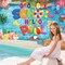 Goodbye School Hello Pool Backdrop Banner End of School Year Party Decorations for Summer Indoor Outdoor Ornament Decor Supplies 71 x 43 Inches